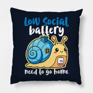 Cute Low Battery Snail with Cozy House Pillow