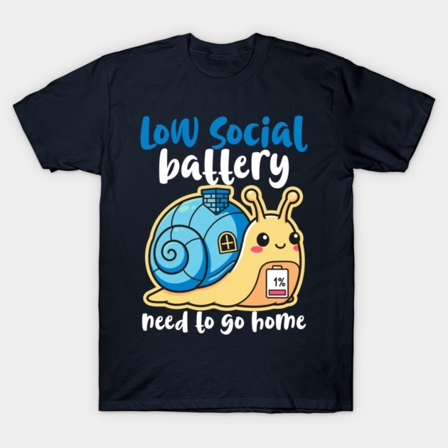 Cute Low Battery Snail with Cozy House T-Shirt by enrynz