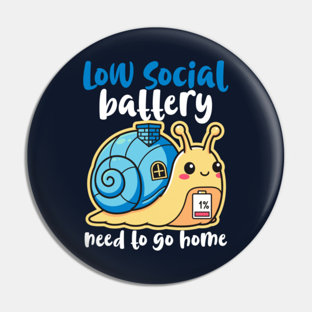 Cute Low Battery Snail with Cozy House Pin by enrynz