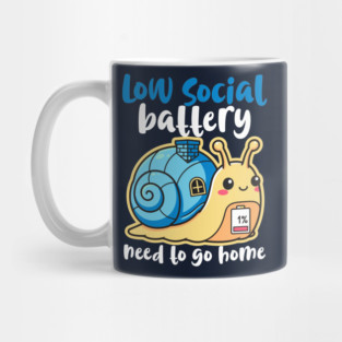 Cute Low Battery Snail with Cozy House Mug