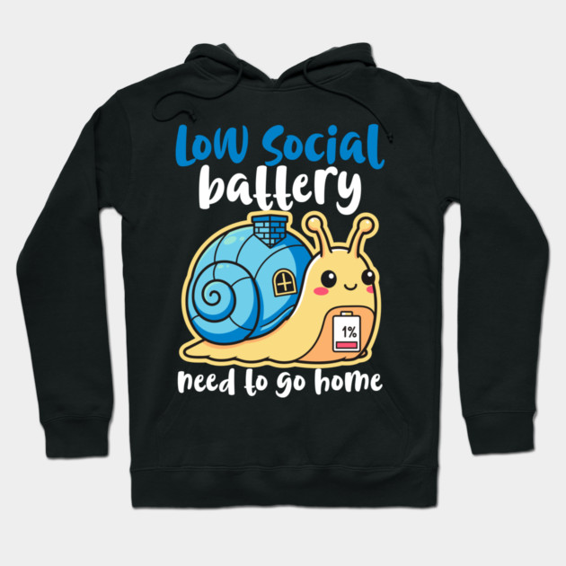 Cute Low Battery Snail with Cozy House Hoodie by enrynz