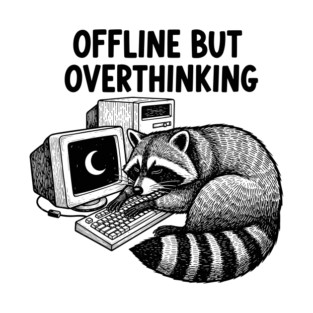 Offline But Overthinking Raccoon T-Shirt