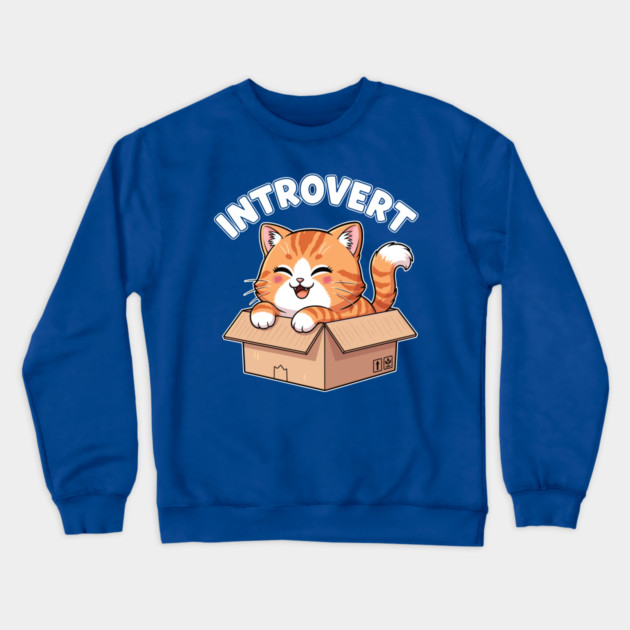Kawaii Introvert Cat Crewneck Sweatshirt by enrynz