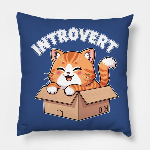 Kawaii Introvert Cat Pillow by enrynz