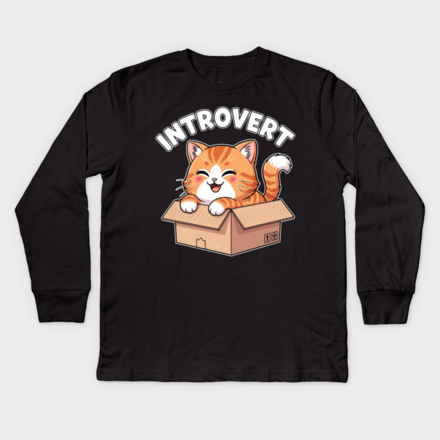 Kawaii Introvert Cat Kids Long Sleeve T-Shirt by enrynz