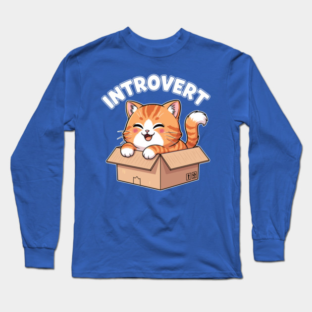 Kawaii Introvert Cat Long Sleeve T-Shirt by enrynz