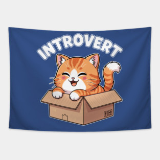 Kawaii Introvert Cat Tapestry
