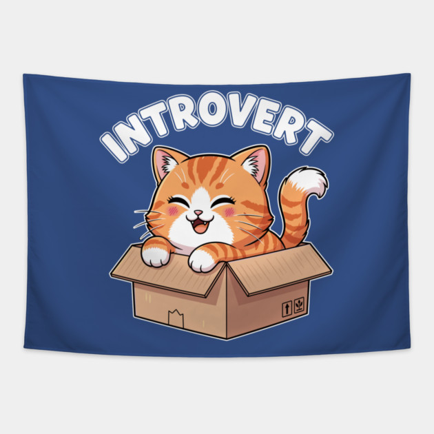 Kawaii Introvert Cat Tapestry by enrynz