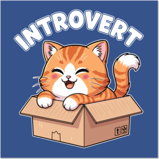 Kawaii Introvert Cat Posters and Art
