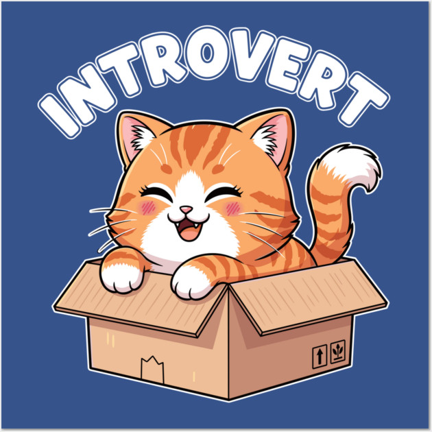 Kawaii Introvert Cat Wall Art by enrynz