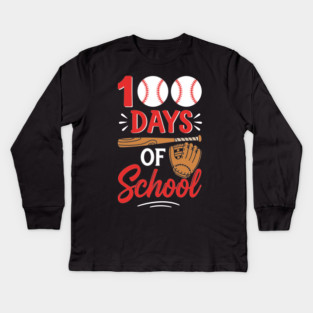 100 Days of School Baseball Home Run! Kids Long Sleeve T-Shirt