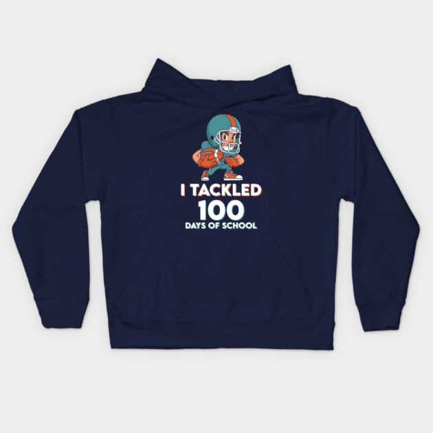 I Tackled 100 Days of School - Funny Football Champ! Kids Hoodie by enrynz