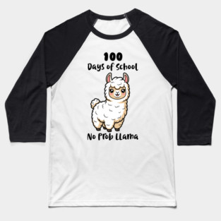Cute Llama 100 Days of School Baseball T-Shirt