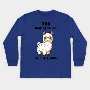Cute Llama 100 Days of School Kids Long Sleeve T-Shirt
