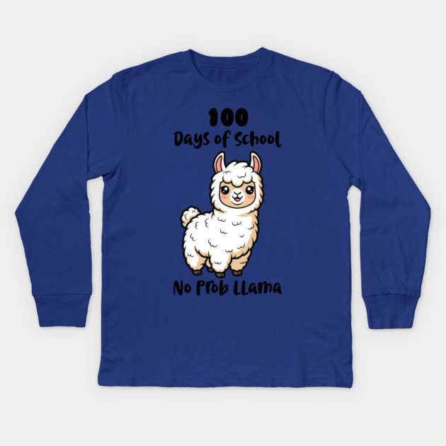 Cute Llama 100 Days of School Kids Long Sleeve T-Shirt by enrynz