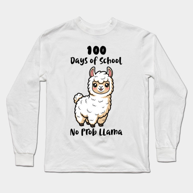 Cute Llama 100 Days of School Long Sleeve T-Shirt by enrynz