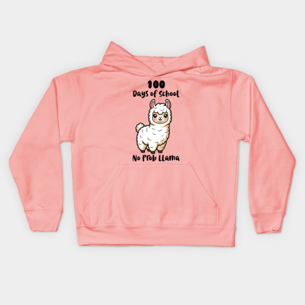 Cute Llama 100 Days of School Kids Hoodie by enrynz