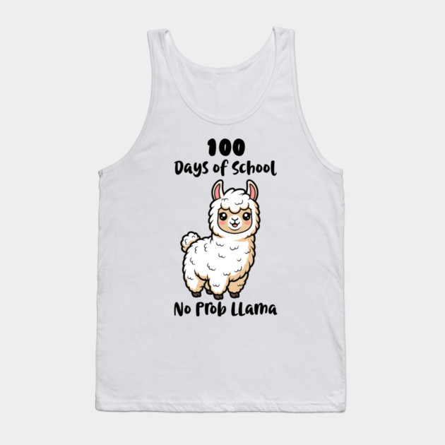 Cute Llama 100 Days of School Tank Top by enrynz