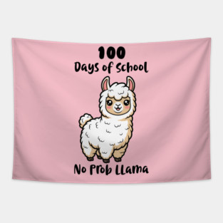 Cute Llama 100 Days of School Tapestry