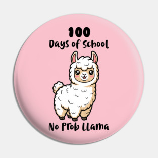 Cute Llama 100 Days of School Pin