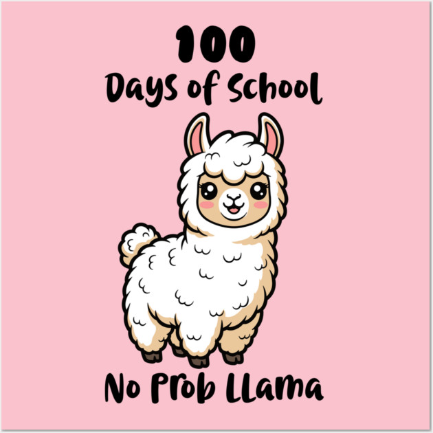 Cute Llama 100 Days of School Wall Art by enrynz