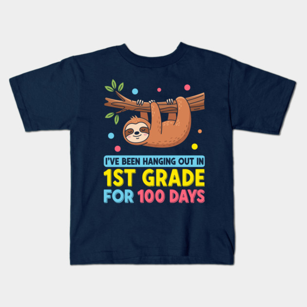 Cute Sloth: 100 Days Hanging in 1st Grade! Kids T-Shirt by enrynz