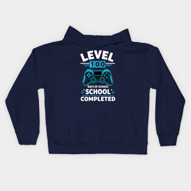 Level 100 Unlocked: 100 Days of School Kids Hoodie by enrynz