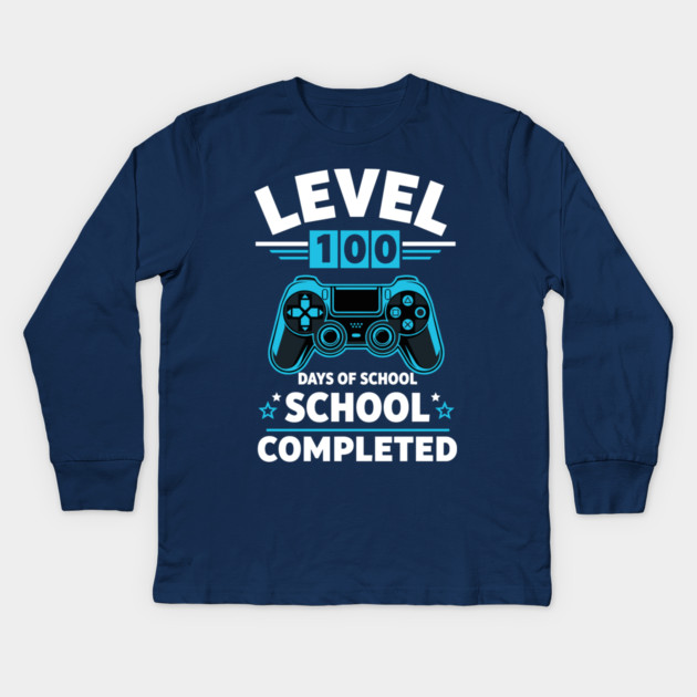 Level 100 Unlocked: 100 Days of School Kids Long Sleeve T-Shirt by enrynz