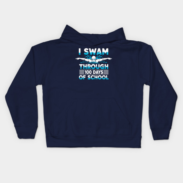 I Swam Through 100 Days of School Kids Hoodie by enrynz