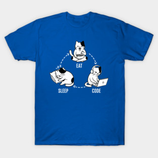 Sleep Eat Code: Funny Programmer Cat Cycle T-Shirt