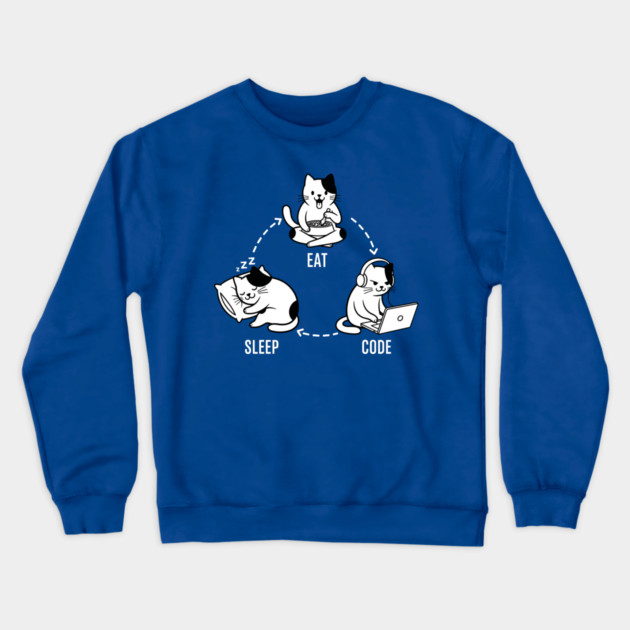 Sleep Eat Code: Funny Programmer Cat Cycle Crewneck Sweatshirt by enrynz