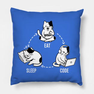 Sleep Eat Code: Funny Programmer Cat Cycle Pillow
