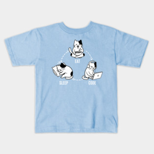 Sleep Eat Code: Funny Programmer Cat Cycle Kids T-Shirt