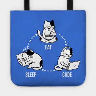 Sleep Eat Code: Funny Programmer Cat Cycle Tote