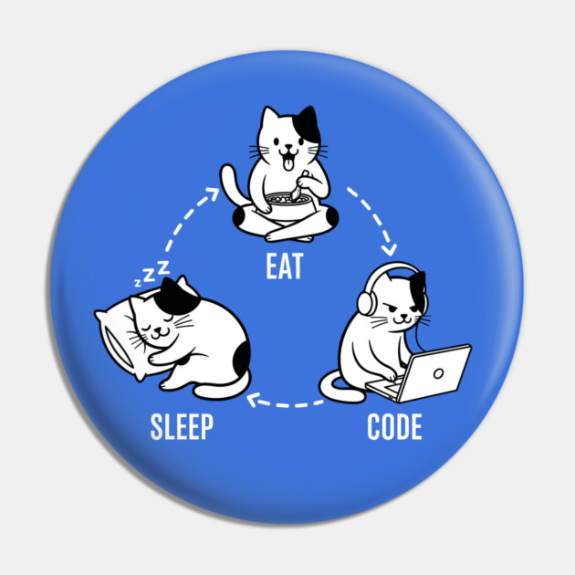 Sleep Eat Code: Funny Programmer Cat Cycle Pin by enrynz