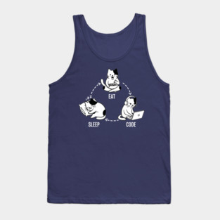Sleep Eat Code: Funny Programmer Cat Cycle Tank Top