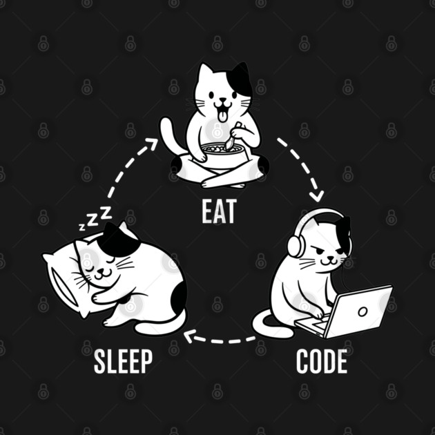 Sleep Eat Code: Funny Programmer Cat Cycle by enrynz