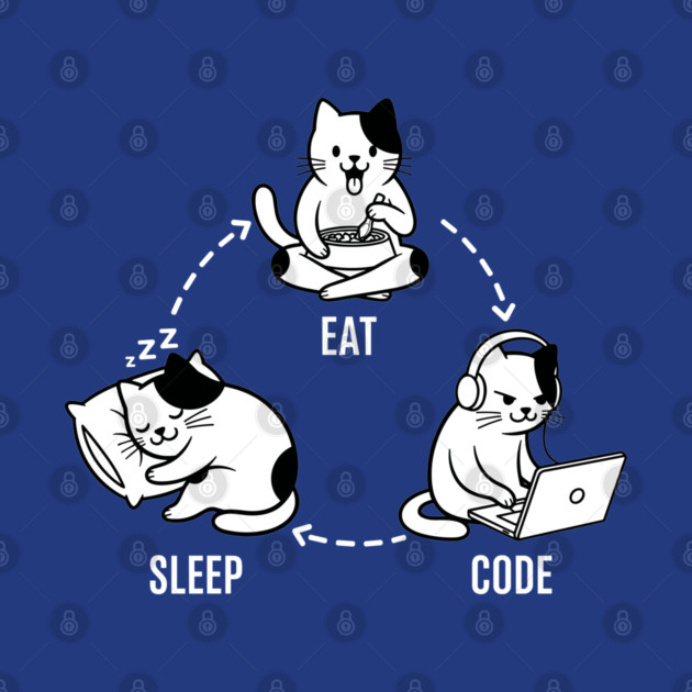 Sleep Eat Code: Funny Programmer Cat Cycle by enrynz