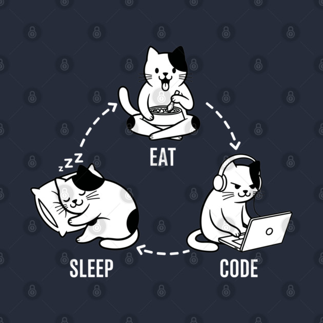 Sleep Eat Code: Funny Programmer Cat Cycle by enrynz