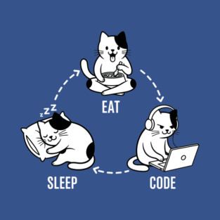 Sleep Eat Code: Funny Programmer Cat Cycle T-Shirt