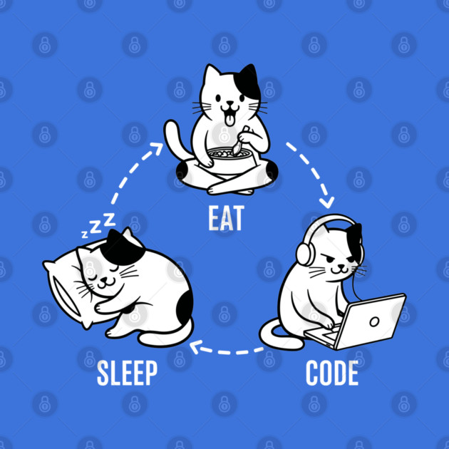 Sleep Eat Code: Funny Programmer Cat Cycle by enrynz