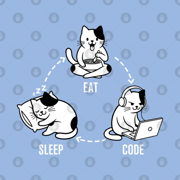 Sleep Eat Code: Funny Programmer Cat Cycle by enrynz