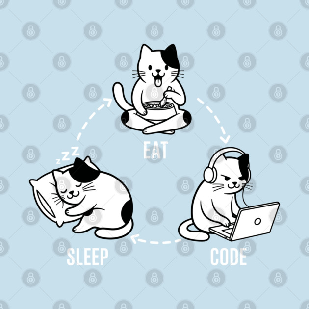 Sleep Eat Code: Funny Programmer Cat Cycle by enrynz