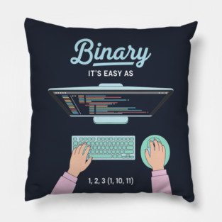 Binaryary Pun: It's Easy as 1,2,3 (1,10,11) Coder Humor Pillow