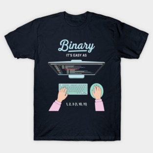 Binaryary Pun: It's Easy as 1,2,3 (1,10,11) Coder Humor T-Shirt