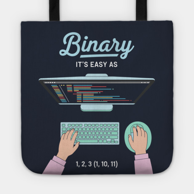 Binaryary Pun: It's Easy as 1,2,3 (1,10,11) Coder Humor Tote by enrynz