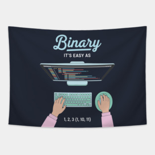 Binaryary Pun: It's Easy as 1,2,3 (1,10,11) Coder Humor Tapestry