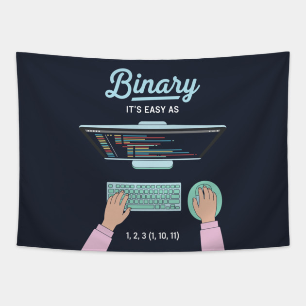 Binaryary Pun: It's Easy as 1,2,3 (1,10,11) Coder Humor Tapestry by enrynz
