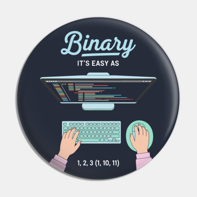 Binaryary Pun: It's Easy as 1,2,3 (1,10,11) Coder Humor Pin by enrynz