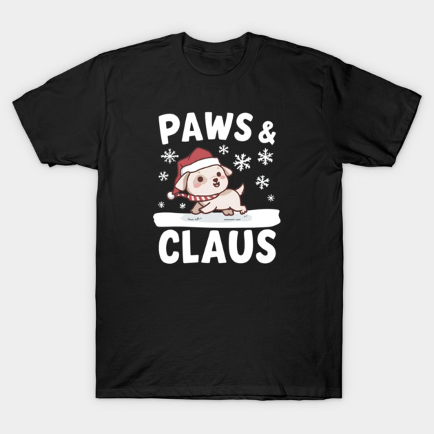 Paws & Claus Cute Christmas T-Shirt by Ink Lines